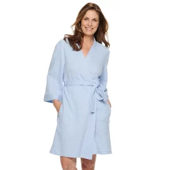 Women's Croft & Barrow® Waffle Texture Robe -Croft & Barrow Sales Store 2749414 Chambray Blue