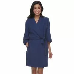 Women's Croft & Barrow® Waffle Texture Robe -Croft & Barrow Sales Store 2749414 Navy