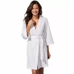 Women's Croft & Barrow® Waffle Texture Robe -Croft & Barrow Sales Store 2749414 White