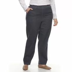Plus Size Croft & Barrow® Pull-On Tapered-Leg Jeans -Croft & Barrow Sales Store 379623 Dark Gray Denim