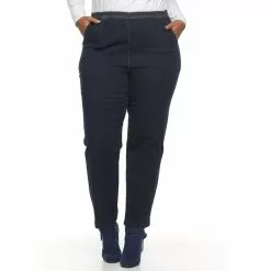 Plus Size Croft & Barrow® Pull-On Tapered-Leg Jeans -Croft & Barrow Sales Store 379623 Super Dark