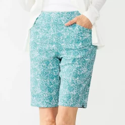 Women's Croft & Barrow® Effortless Stretch Bermuda Shorts -Croft & Barrow Sales Store 3913048 Teal Paisley