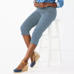 Women's Croft & Barrow® Effortless Stretch Capri Pants -Croft & Barrow Sales Store 3918078 Teal Geo