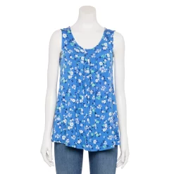 Women's Croft & Barrow® Print Pleated Tank -Croft & Barrow Sales Store 4777679 Blue Floral