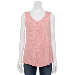 Women's Croft & Barrow® Print Pleated Tank -Croft & Barrow Sales Store 4777679 Coral Ditsy Floral