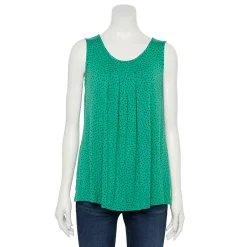 Women's Croft & Barrow® Print Pleated Tank -Croft & Barrow Sales Store 4777679 Jade Navy Polka Dot