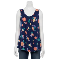 Women's Croft & Barrow® Print Pleated Tank -Croft & Barrow Sales Store 4777679 Navy Multi Floral