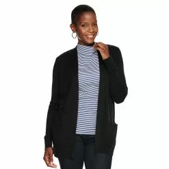 Women's Croft & Barrow® Classic Ribbed Open-Front Cardigan -Croft & Barrow Sales Store 4959669 Black