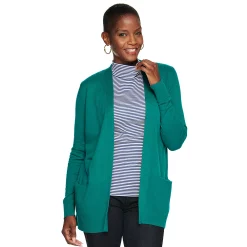 Women's Croft & Barrow® Classic Ribbed Open-Front Cardigan -Croft & Barrow Sales Store 4959669 Green