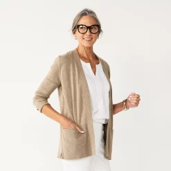 Women's Croft & Barrow® Classic Ribbed Open-Front Cardigan -Croft & Barrow Sales Store 4959669 Mushroom