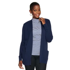Women's Croft & Barrow® Classic Ribbed Open-Front Cardigan -Croft & Barrow Sales Store 4959669 Navy