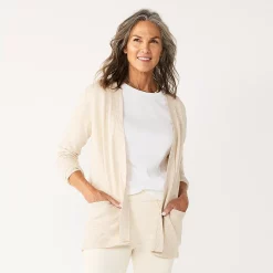 Women's Croft & Barrow® Classic Ribbed Open-Front Cardigan -Croft & Barrow Sales Store 4959669 Oatmeal
