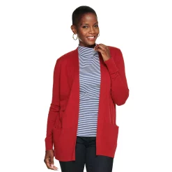 Women's Croft & Barrow® Classic Ribbed Open-Front Cardigan -Croft & Barrow Sales Store 4959669 Red