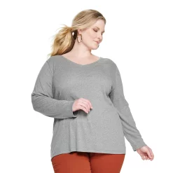 Plus Size Croft & Barrow® Essential V-Neck Top -Croft & Barrow Sales Store 5036908 Lead Heather