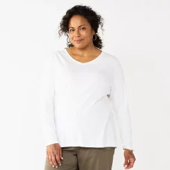 Plus Size Croft & Barrow® Essential V-Neck Top -Croft & Barrow Sales Store 5036908 White