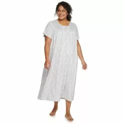 Plus Size Croft & Barrow® Short Sleeve Henley Nightgown -Croft & Barrow Sales Store 5177219 Blue Floral