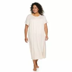 Plus Size Croft & Barrow® Short Sleeve Henley Nightgown -Croft & Barrow Sales Store 5177219 Pink Scrolls