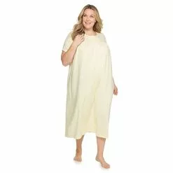 Plus Size Croft & Barrow® Short Sleeve Henley Nightgown -Croft & Barrow Sales Store 5177219 Yellow Leaves