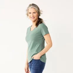 Petite Croft & Barrow® Essential V-Neck Tee -Croft & Barrow Sales Store 5211690 Laurel Wreath