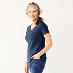 Petite Croft & Barrow® Essential V-Neck Tee -Croft & Barrow Sales Store 5211690 Navy
