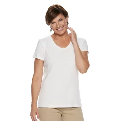 Petite Croft & Barrow® Essential V-Neck Tee -Croft & Barrow Sales Store 5211690 White