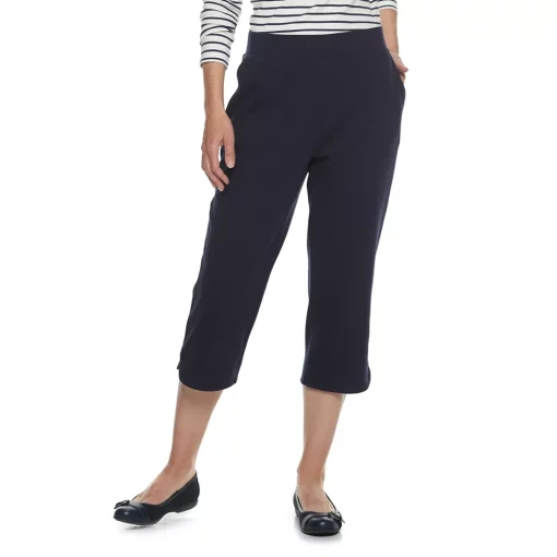 Petite Croft & Barrow® Easy Pull-On Knit Capri Pants -Croft & Barrow Sales Store 5211701 Navy