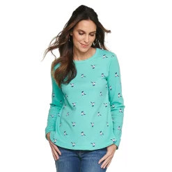 Women's Croft & Barrow® Athleisure Crewneck Sweatshirt -Croft & Barrow Sales Store 5224371 Teal Hummingbird