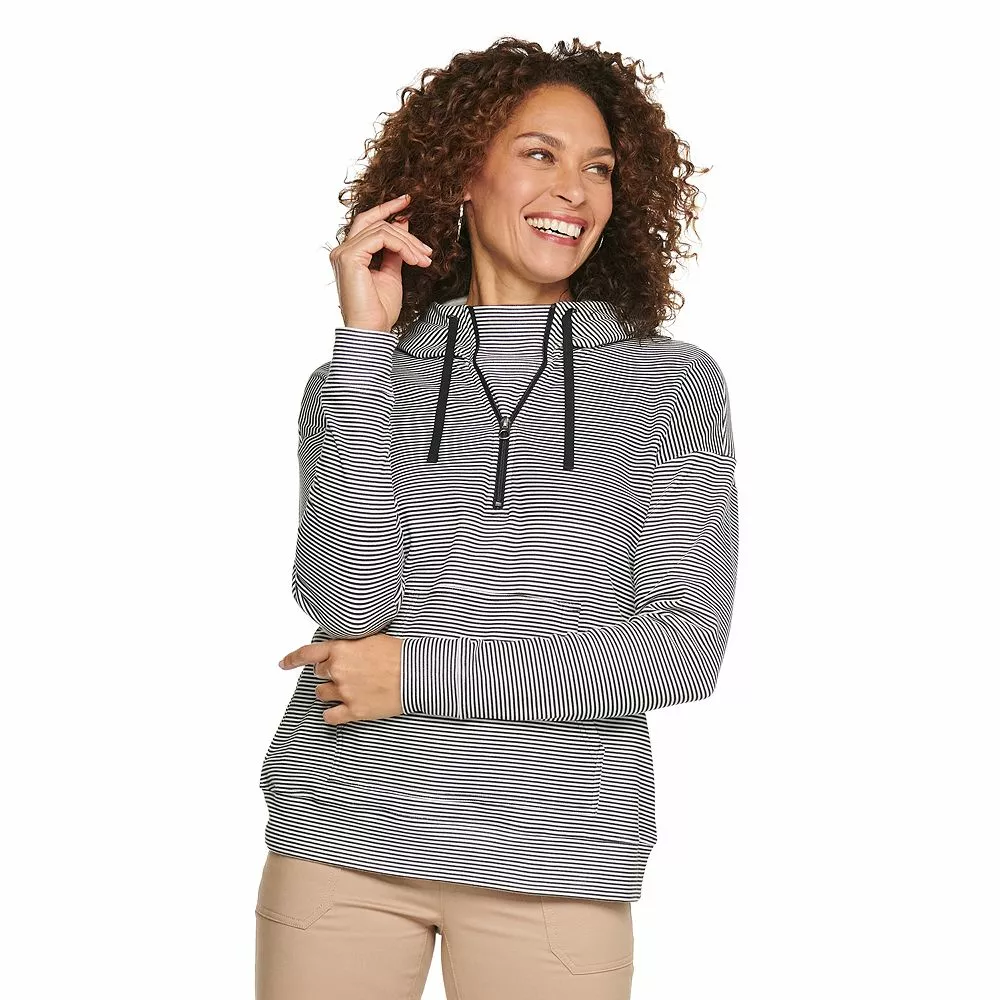Petite Croft & Barrow® 1/2-Zip Panel Athleisure Hoodie 2 Petite Croft & Barrow® 1/2-Zip Panel Athleisure Hoodie - Image 2