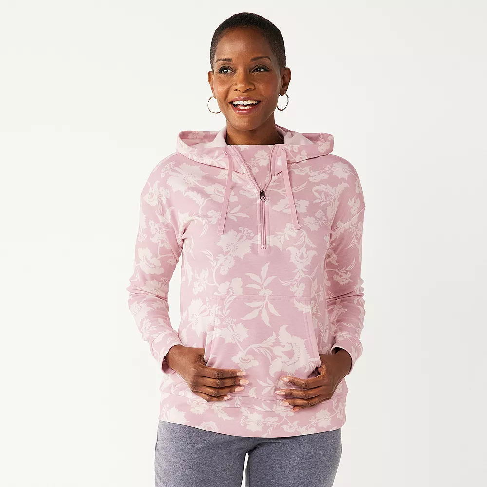 Petite Croft & Barrow® 1/2-Zip Panel Athleisure Hoodie 5 Petite Croft & Barrow® 1/2-Zip Panel Athleisure Hoodie - Image 5