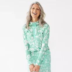 Petite Croft & Barrow® 1/2-Zip Panel Athleisure Hoodie 7 Petite Croft & Barrow® 1/2-Zip Panel Athleisure Hoodie -Croft & Barrow Sales Store 5299990 Teal Boho Floral