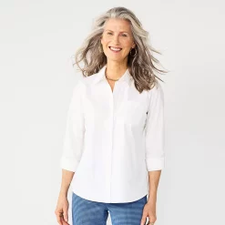 Petite Croft & Barrow® Essential Comfort Stretch Shirt