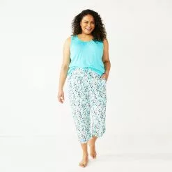 Plus Size Croft & Barrow® Pajama Tank & Pajama Capri Pants Sleep Set -Croft & Barrow Sales Store 5514266 ALT2