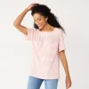 Petite Croft & Barrow® Squareneck Puff-Sleeve Top