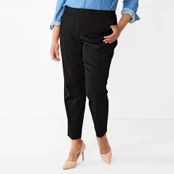 Plus Size Women's Croft & Barrow® Effortless Stretch Pull-On Straight Pants -Croft & Barrow Sales Store 5584510 Black