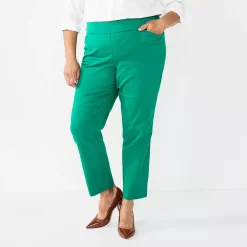 Plus Size Women's Croft & Barrow® Effortless Stretch Pull-On Straight Pants -Croft & Barrow Sales Store 5584510 Green