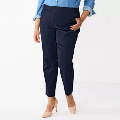 Plus Size Women's Croft & Barrow® Effortless Stretch Pull-On Straight Pants -Croft & Barrow Sales Store 5584510 Navy