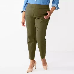 Plus Size Women's Croft & Barrow® Effortless Stretch Pull-On Straight Pants -Croft & Barrow Sales Store 5584510 Olive