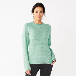 Women's Croft & Barrow® Cozy Crewneck Sweater 21 Women's Croft & Barrow® Cozy Crewneck Sweater -Croft & Barrow Sales Store 5588987 Green Heather