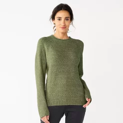 Women's Croft & Barrow® Cozy Crewneck Sweater 19 Women's Croft & Barrow® Cozy Crewneck Sweater -Croft & Barrow Sales Store 5588987 Olive Heather