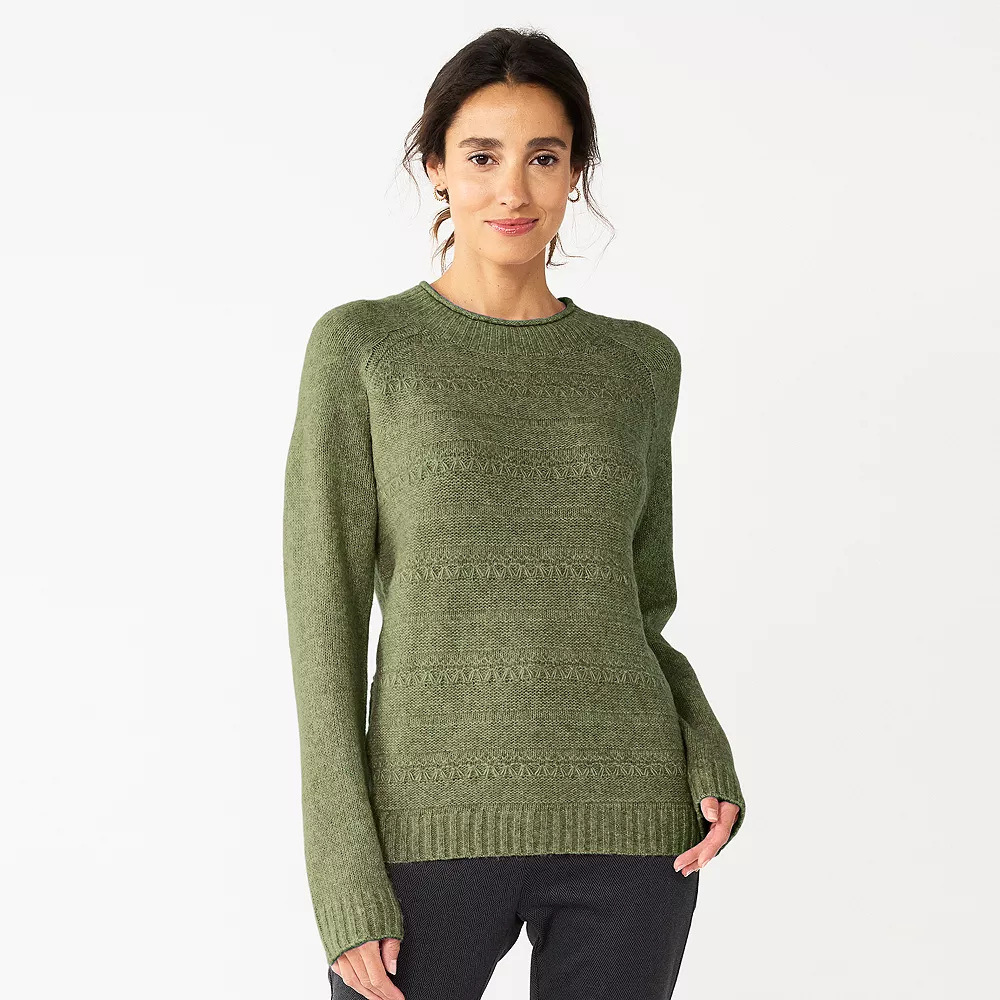Women's Croft & Barrow® Cozy Crewneck Sweater 6 Women's Croft & Barrow® Cozy Crewneck Sweater - Image 6