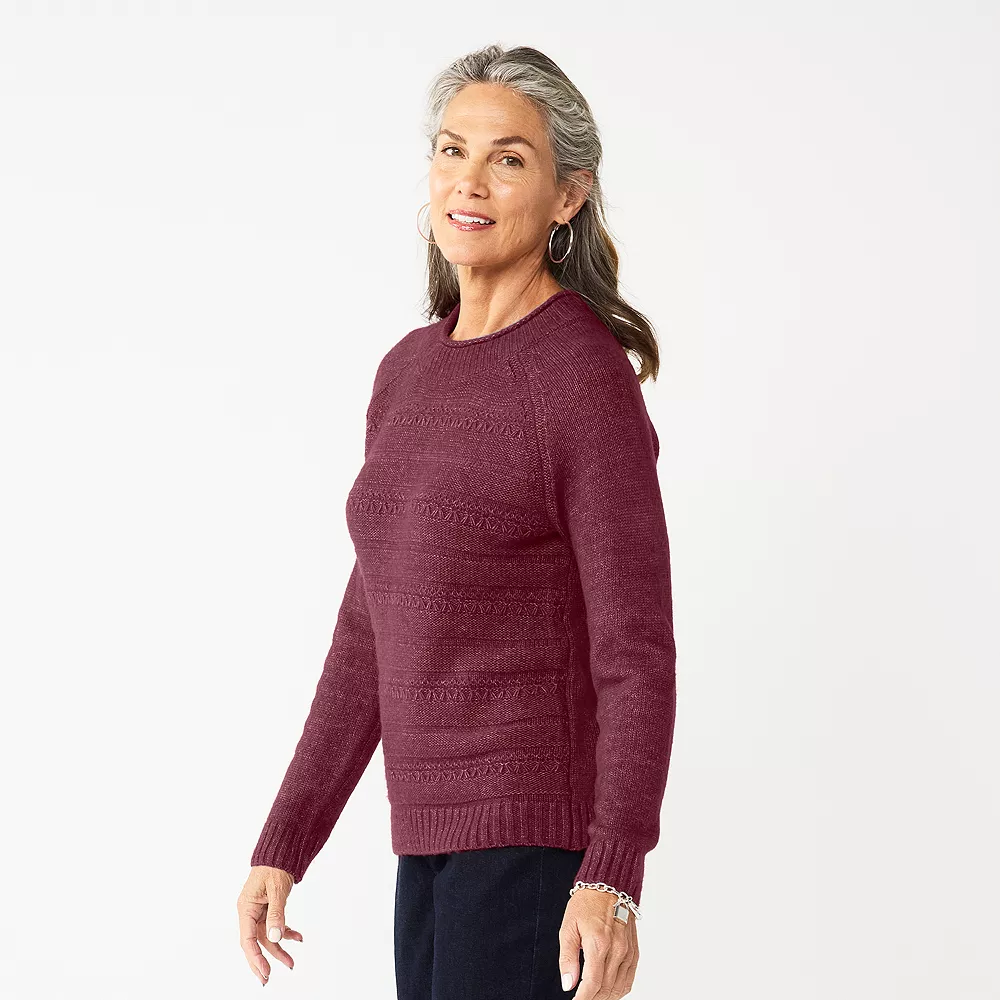 Women's Croft & Barrow® Cozy Crewneck Sweater 3 Women's Croft & Barrow® Cozy Crewneck Sweater - Image 3