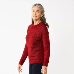 Women's Croft & Barrow® Cozy Crewneck Sweater 22 Women's Croft & Barrow® Cozy Crewneck Sweater -Croft & Barrow Sales Store 5588987 Red