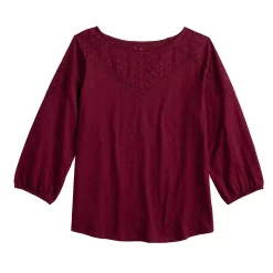 Women's Croft & Barrow® Three Quarter Sleeve Eyelet Yoke Top 11 Women's Croft & Barrow® Three Quarter Sleeve Eyelet Yoke Top -Croft & Barrow Sales Store 5634598 ALT5