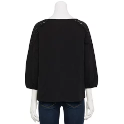 Petite Croft & Barrow® Three-Quarter Sleeve Eyelet Yoke Top 9 Petite Croft & Barrow® Three-Quarter Sleeve Eyelet Yoke Top -Croft & Barrow Sales Store 5637754 ALT