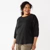 Plus Size Croft & Barrow® Three Quarter Sleeve Lace Yoke Top
