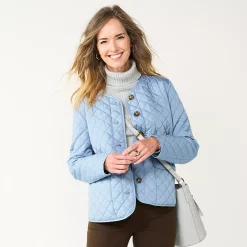 Petite Croft & Barrow® Quilted Jacket -Croft & Barrow Sales Store 5651175 Blue