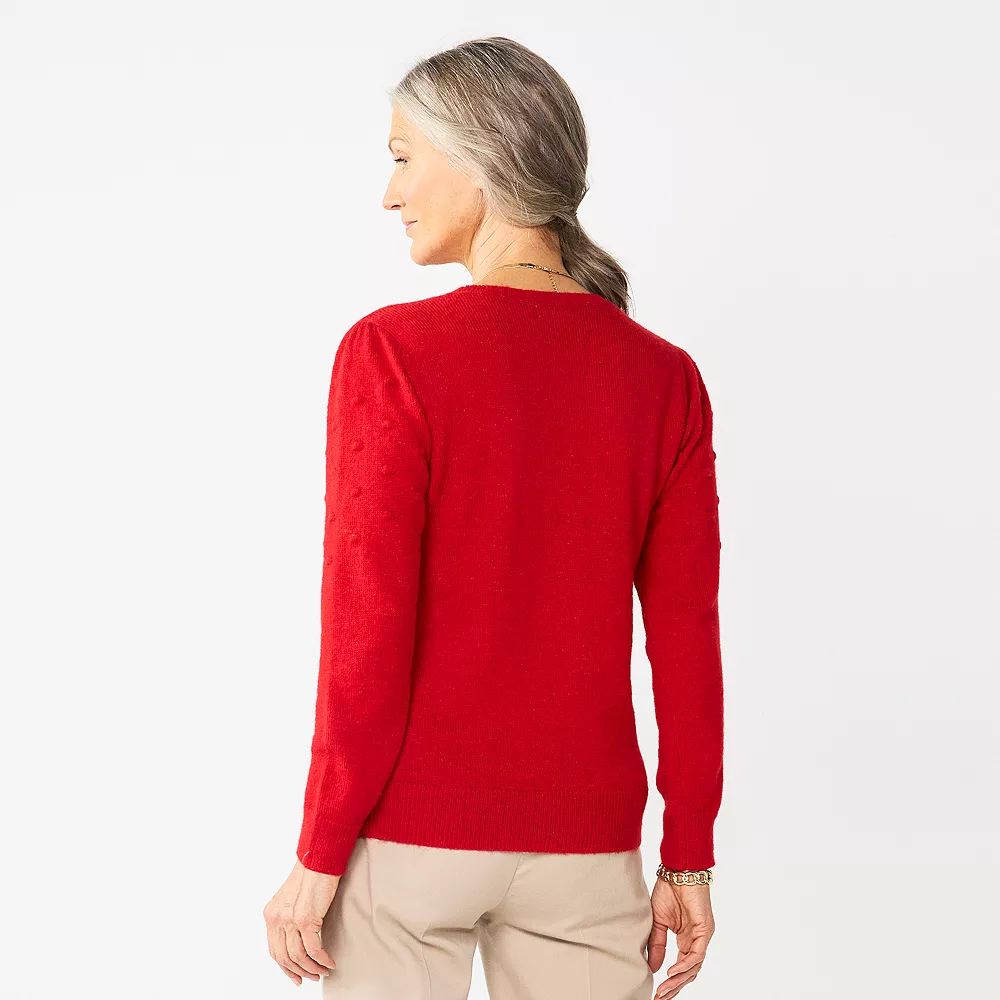 Women's Croft & Barrow® Puff-Sleeve Bobble Sweater 3 Women's Croft & Barrow® Puff-Sleeve Bobble Sweater - Image 3