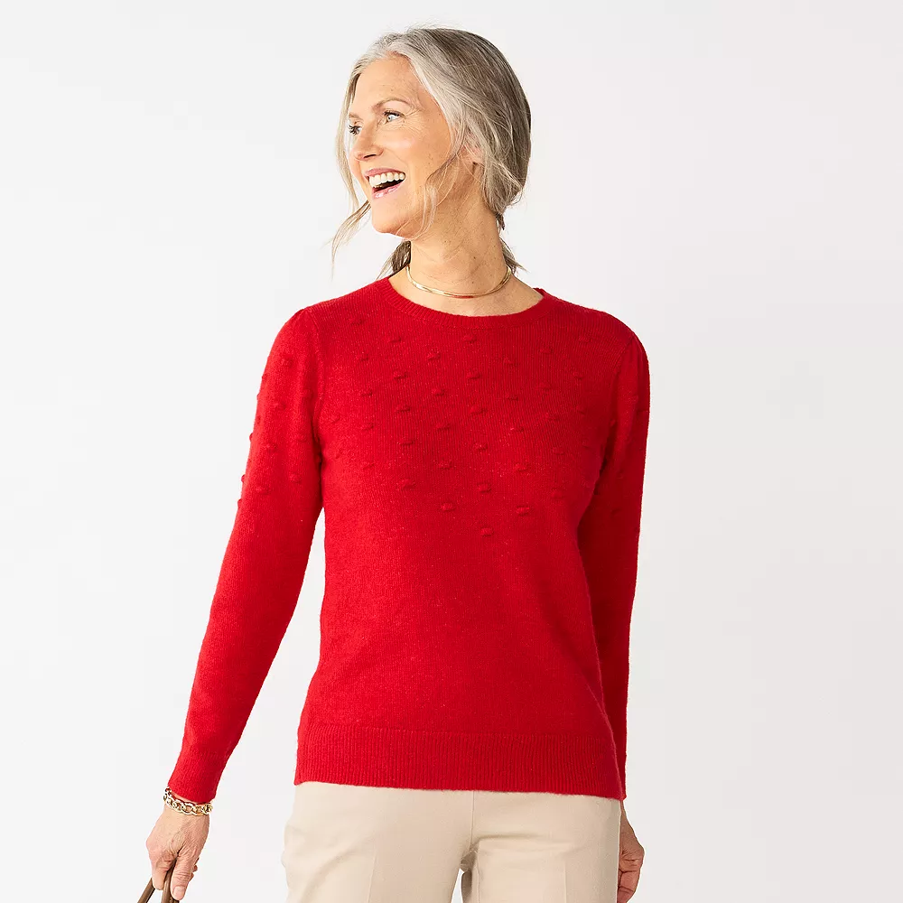 Women's Croft & Barrow® Puff-Sleeve Bobble Sweater 2 Women's Croft & Barrow® Puff-Sleeve Bobble Sweater - Image 2