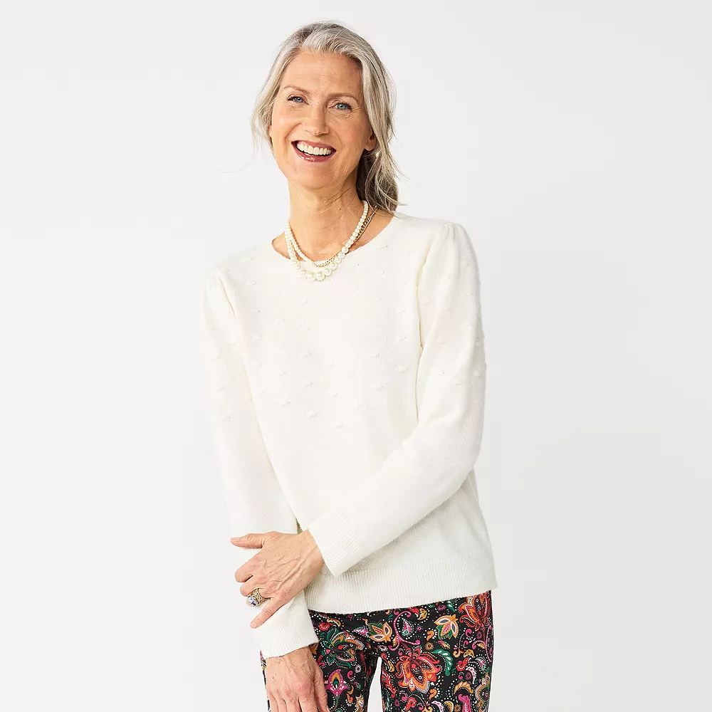 Women's Croft & Barrow® Puff-Sleeve Bobble Sweater 1 Women's Croft & Barrow® Puff-Sleeve Bobble Sweater