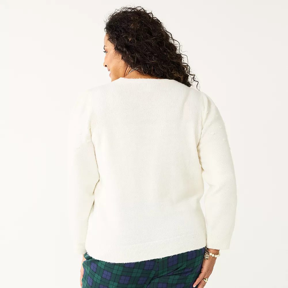 Plus Size Croft & Barrow® Puff-Sleeve Bobble Sweater 3 Plus Size Croft & Barrow® Puff-Sleeve Bobble Sweater - Image 3
